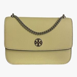 Tory Burch Pale Yellow Saffiano Leather Chain Crossbody